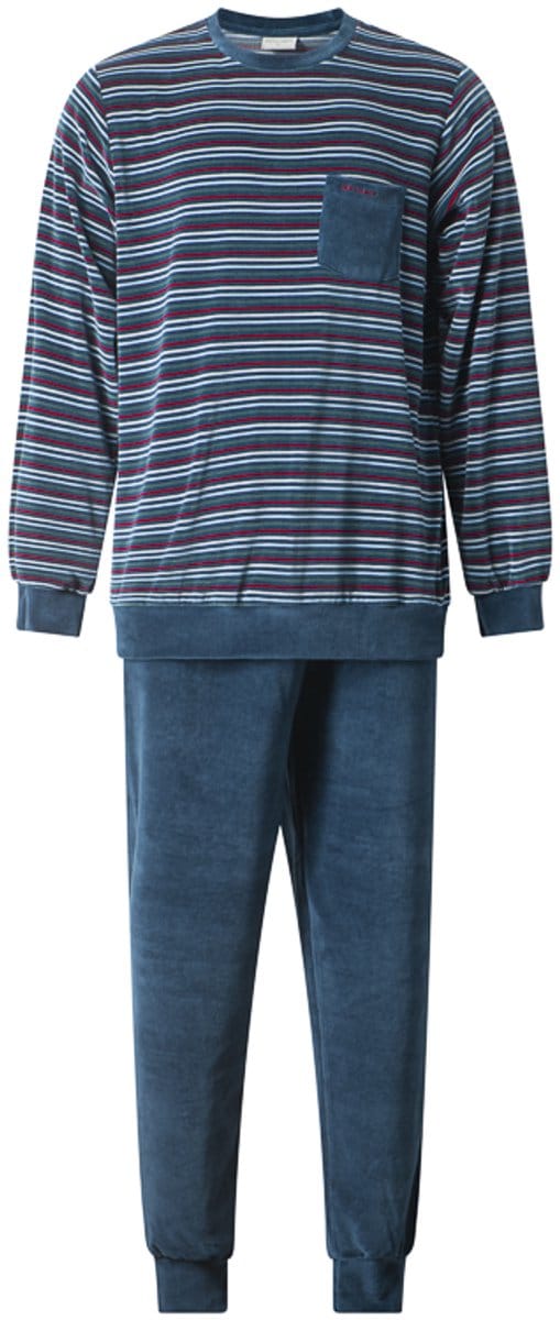 Heren pyjama velours Gentlemen - maat L - ronde hals -