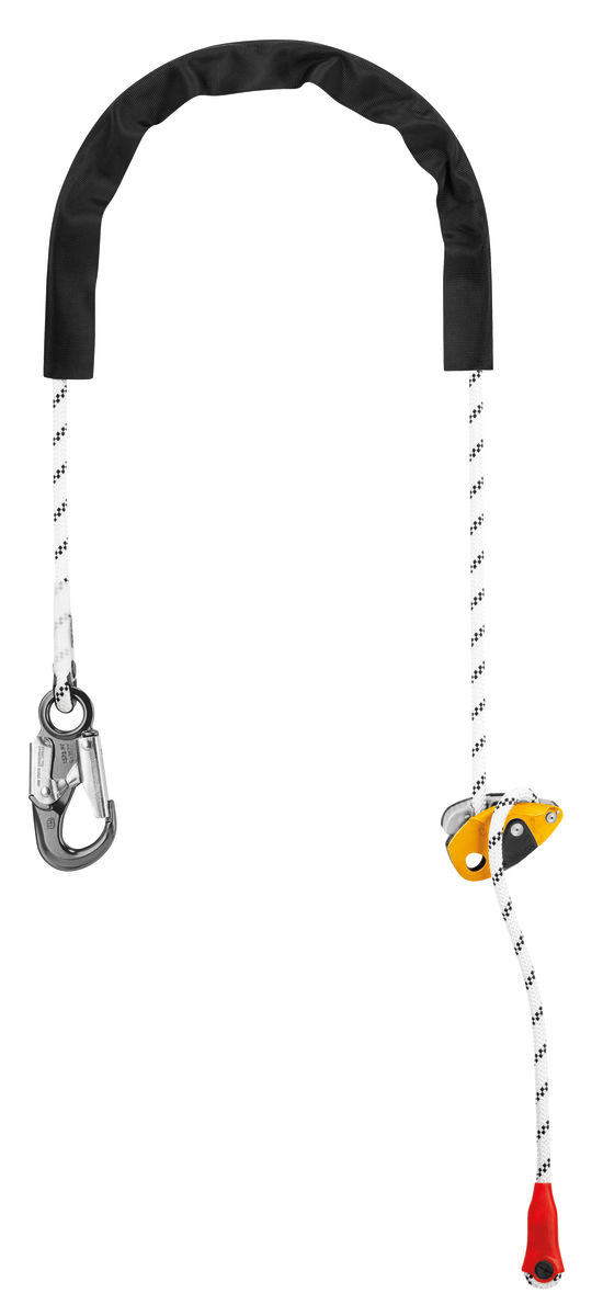 Petzl Grillon Hook International 2 m Wit/Geel – Verstelbare positioneringslijn met HOOK-connector