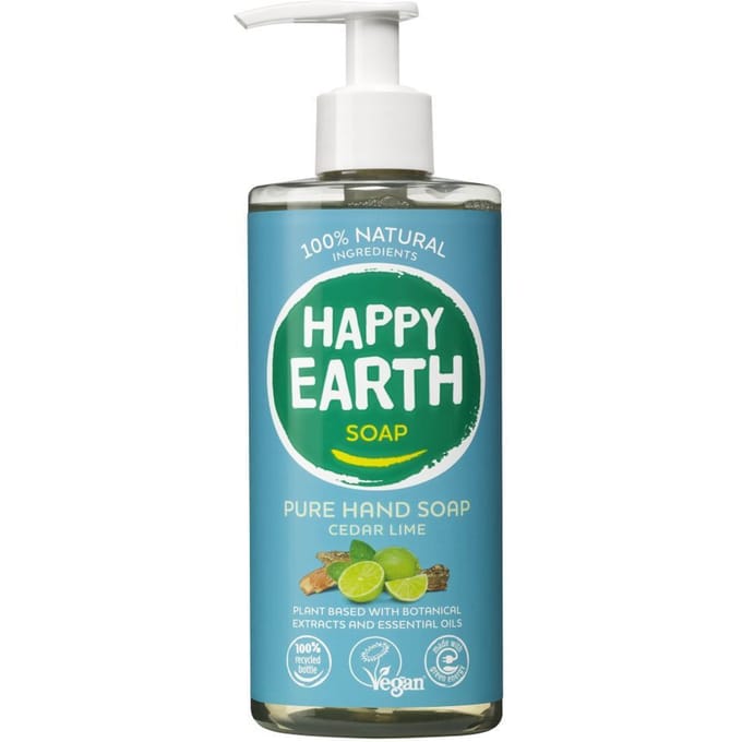Happy Earth Handzeep Cedar Lime - 100% Natuurlijk - Antibacterieel - Microplasticvrij - 300 ml