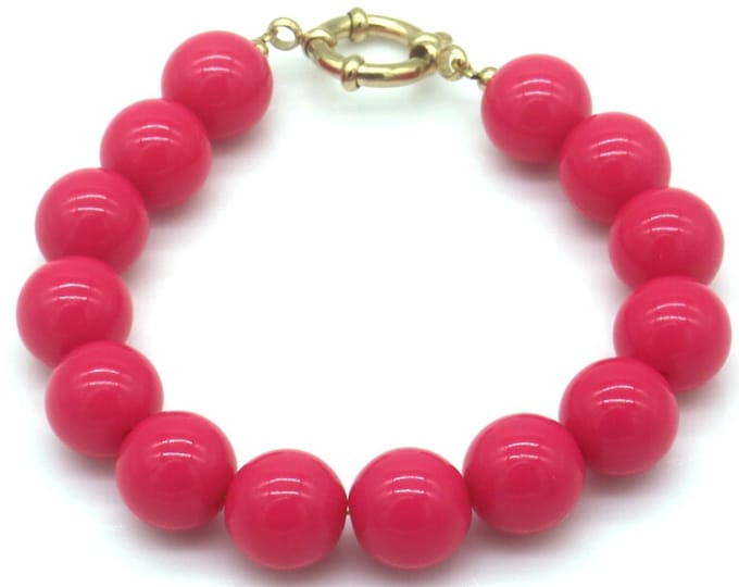 RVS kralen armband 18 cm – fuchsia – dames
