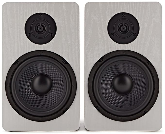 AVCOM Contemporary Platenspeler met versterker en luidspeakers, wit