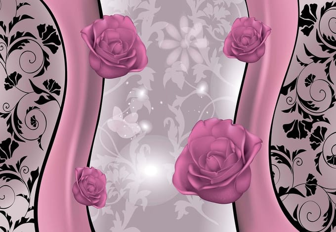 Fotobehang Flowers Floral Pattern | XXL - 312cm x 219cm | 130g/m2 Vlies