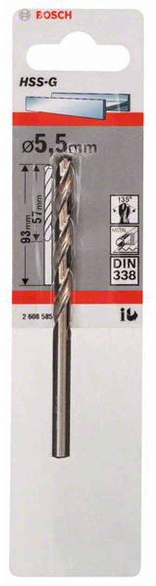 Bosch - Metaalboren HSS-G, Standard 5,5 x 57 x 93 mm