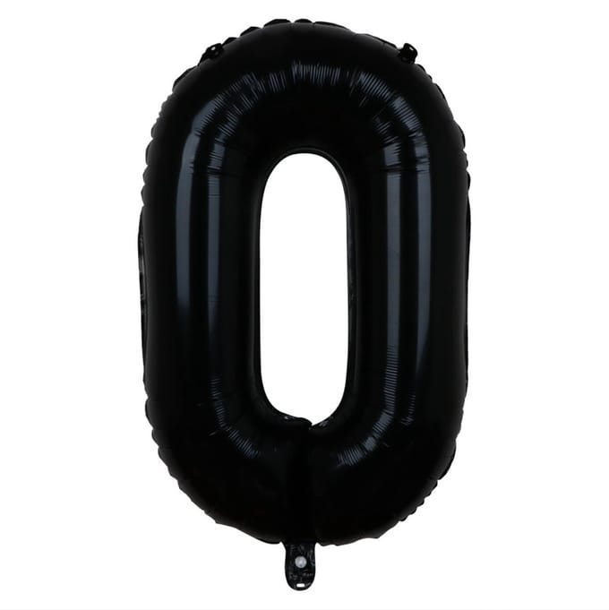 Folieballon / Cijferballon Zwart XL - getal 0 - 82cm