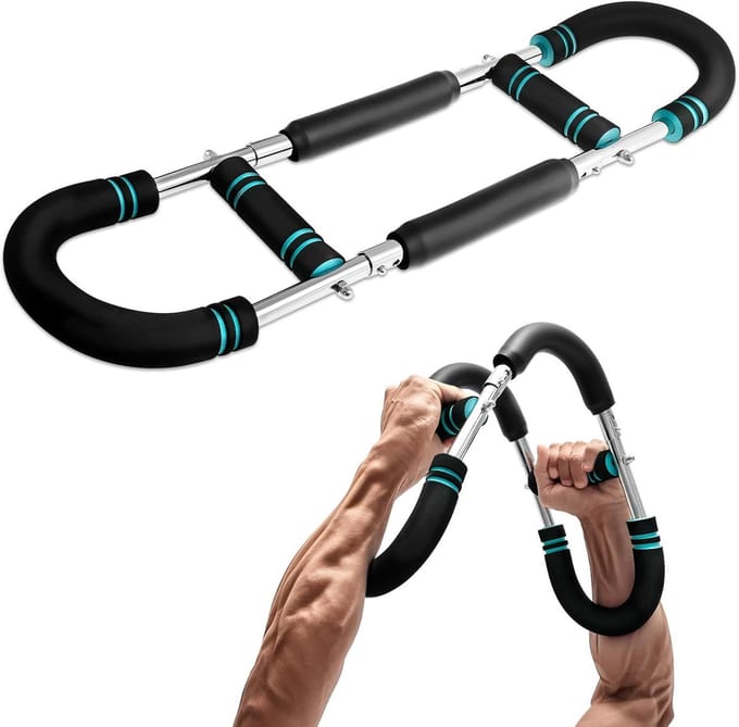 Arm Trainer - Borsttrainer U-Shaker - Kracht Training - Verstelbare Weerstand - 68 cm - Grijs