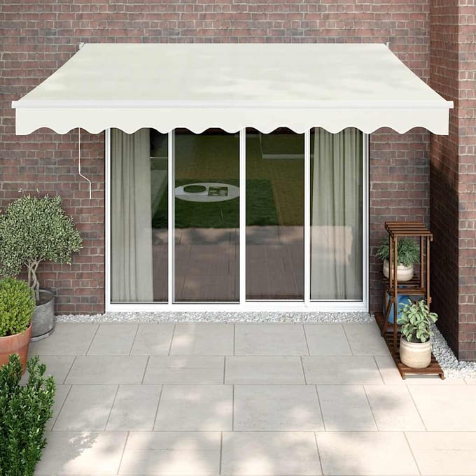 vidaXL - Uitschuifbare - luifel - Crème - met - Witte - Frame - 3 - x - 2,5 - m