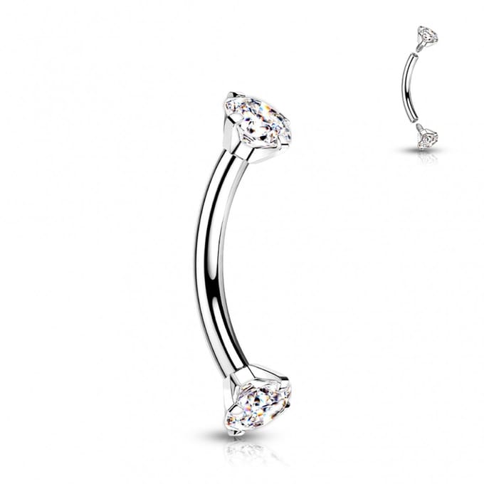 Piercing titanium curved rond intern 1.2x10x3 - zilver - LMPiercings