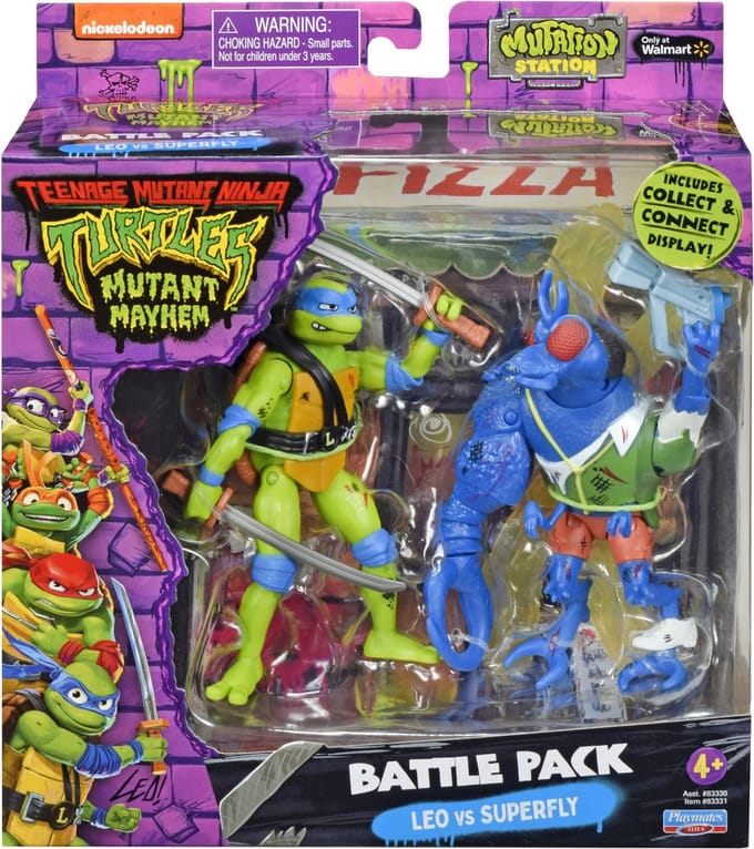 Teenage Mutant Ninja Turtles TMNT Leo vs Superfly Battle Pack Actiefiguren en superhelden