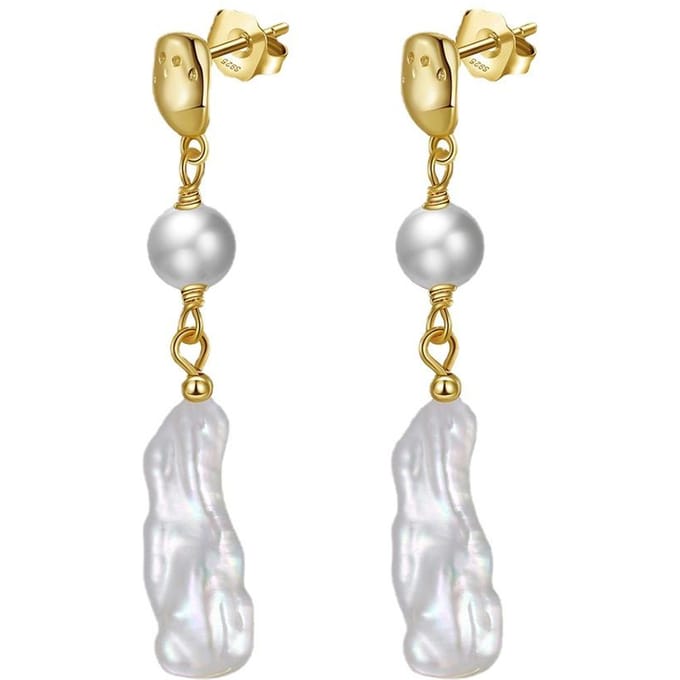 Bijoux Boucles d'oreilles en argent sterling 925 Boucles d'oreilles en perles d'eau douce naturelles beige