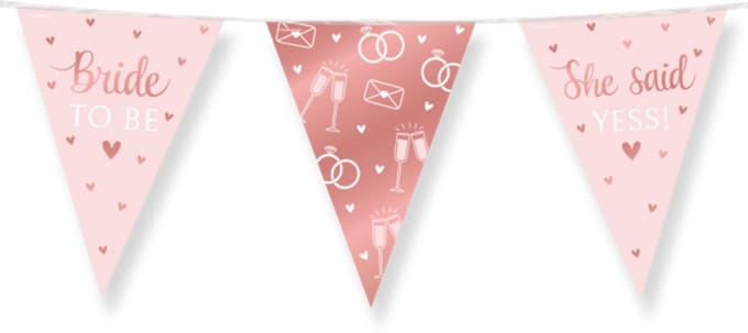Vlaggenlijn Bride To Be - Rosé - 20x30 cm - 10 meter - Versiering