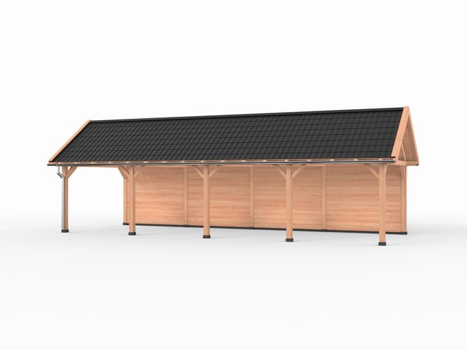 Douglas overkapping zadeldak, 1200 x 400, met achterwand, Westwood Ruiter Premium