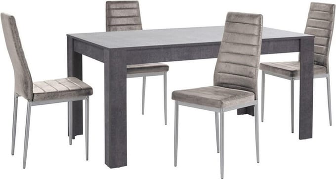 Lynn&Kate-Eetset - Tafel & 4 Stoelen - Lichtgrijs