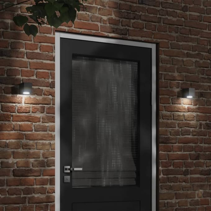 vidaXL Buitenwandlampen 2 st gegoten aluminium zwart