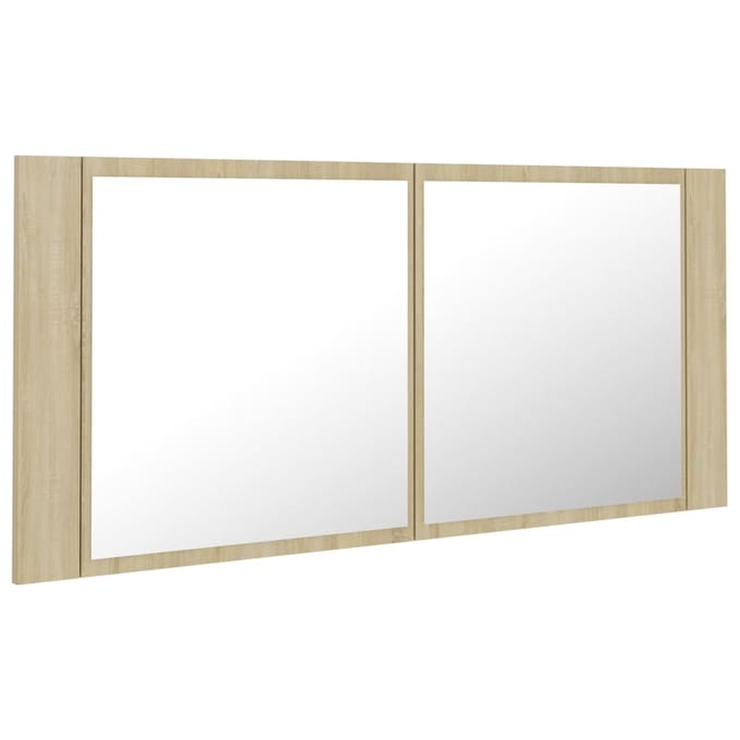 vidaXL - Badkamerkast - met - spiegel - LED - acryl - sonoma - eikenkleurig