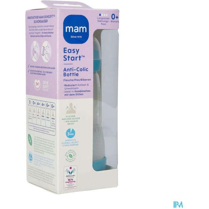 MAM Babyfles Easy Start Anti-Colic Blauw - 260 ml