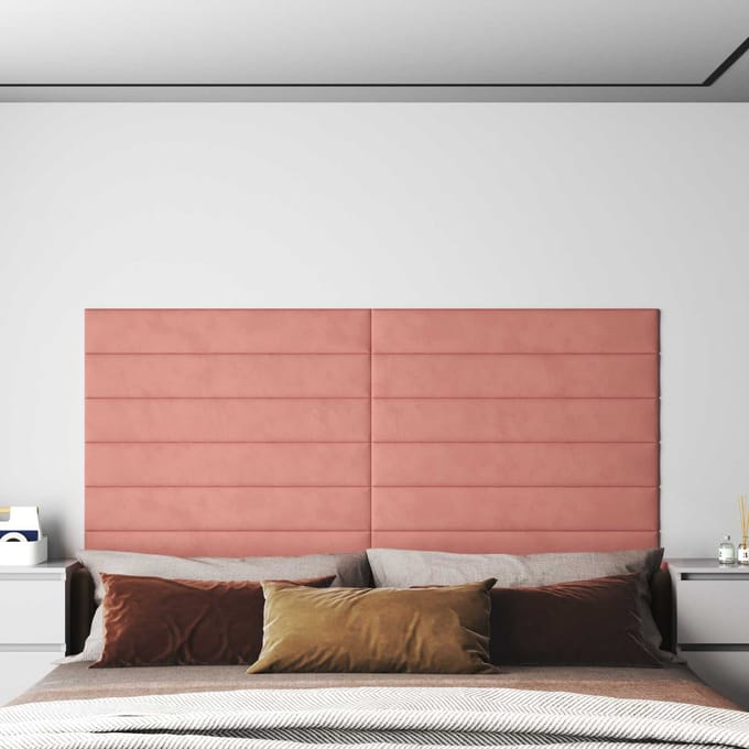 vidaXL - Wand - Hoofdbord - 12 - st - Roze - Fluweel
