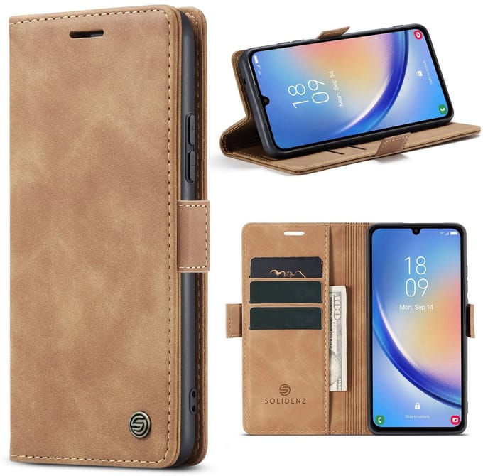 Solidenz Hoesje - Geschikt voor Samsung Galaxy A16 - Urban Book - Bruin