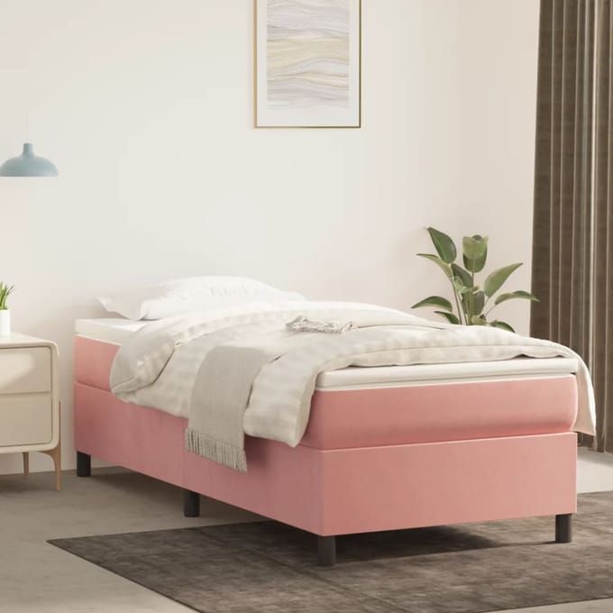 vidaXL - Boxspring - bed - fluweel - roze - 80x200 - cm