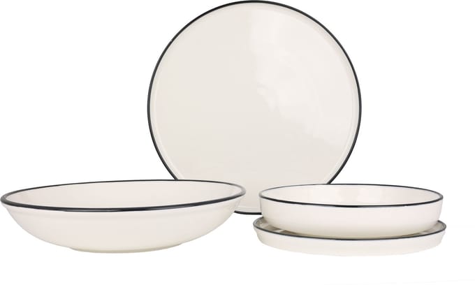 Rinart Serviesset - Black Edge - 24 delig - 6 persoons - Porselein