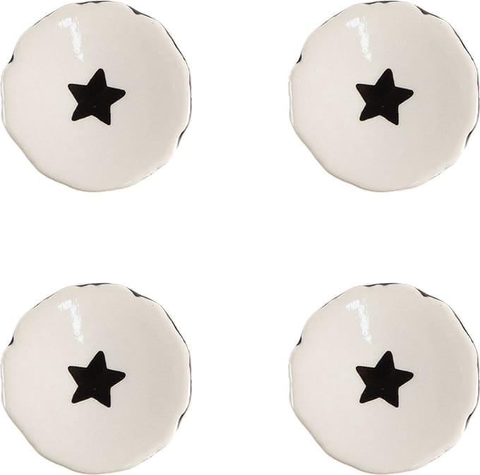 Clayre & Eef Deurknop Set van 4 Ø 4 cm Beige Keramiek Ster