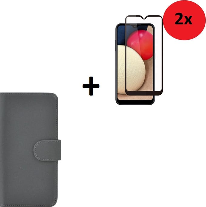 Samsung Galaxy A42 Hoesje - Bookcase - Samsung Galaxy A42 Screenprotector - Samsung A42 Hoes Wallet Book Case Grijs + Full Screenprotector 2x