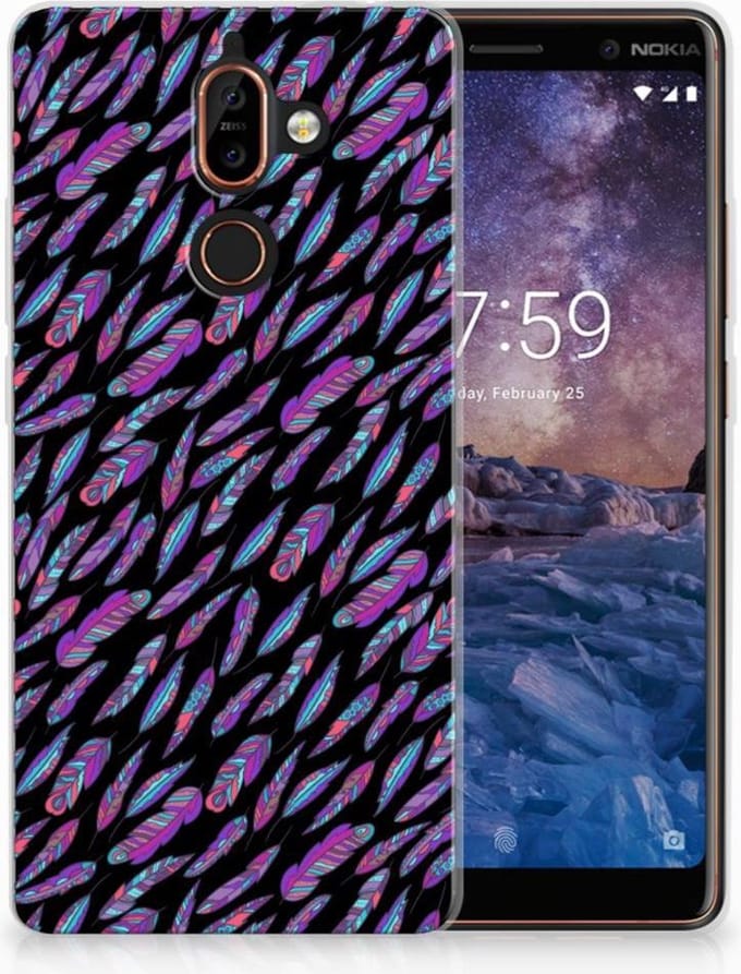 Nokia 7 Plus TPU bumper Feathers Color
