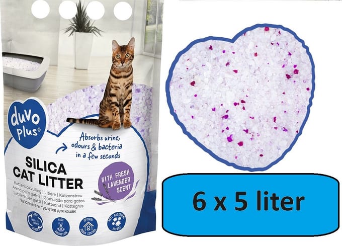 Duvo+ Premium silica kattenbakvulling lavendel 5L