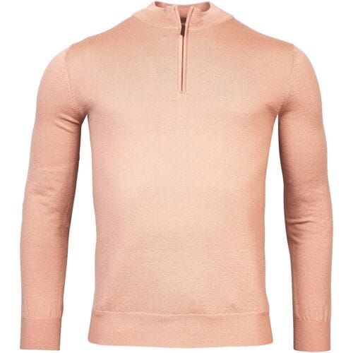 Thomas Maine Trui Merino Half Zip Single Knit Light Peach / male