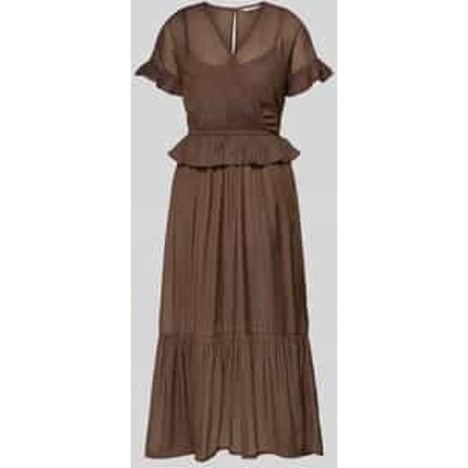 Maxi-jurk van viscosemix in laagjeslook model 'Gunnvor'