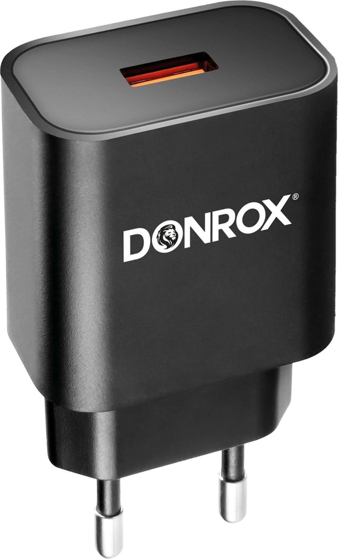 Donrox A201 USB Oplader Adapter - Quick Charge 3.0 - 18W - Zwart
