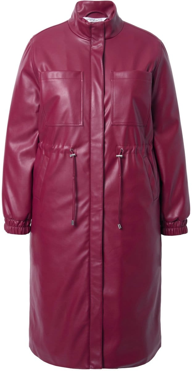 Studio Untold - Dames - Jas leerlook taille met trekkoord - Wijnrood - Maat 42+