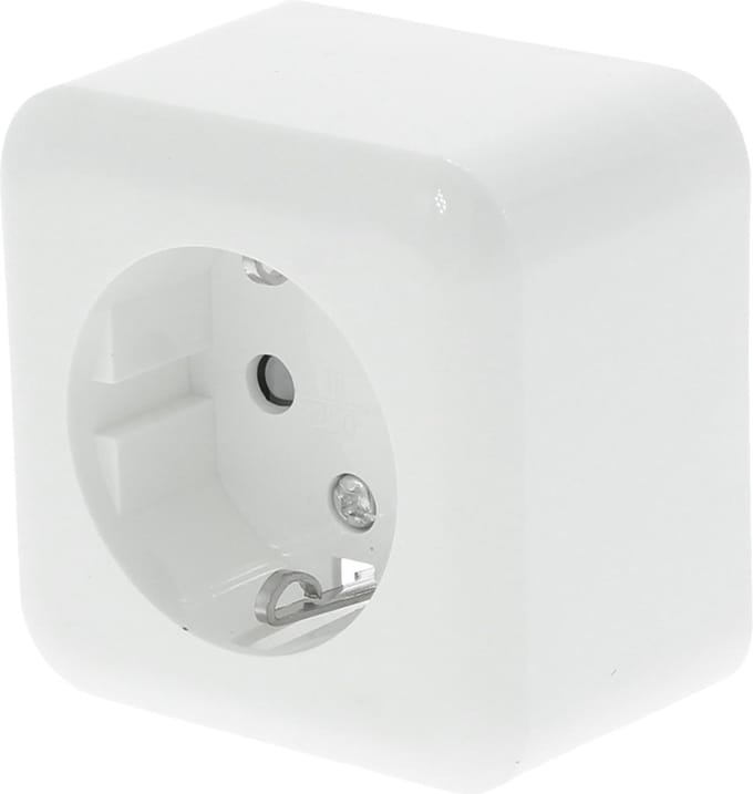 Q-LINK - Wandcontactdoos - Opbouw - 1-voudig Stopcontact - Randaarde - Kinderbeveiliging - Polarwit
