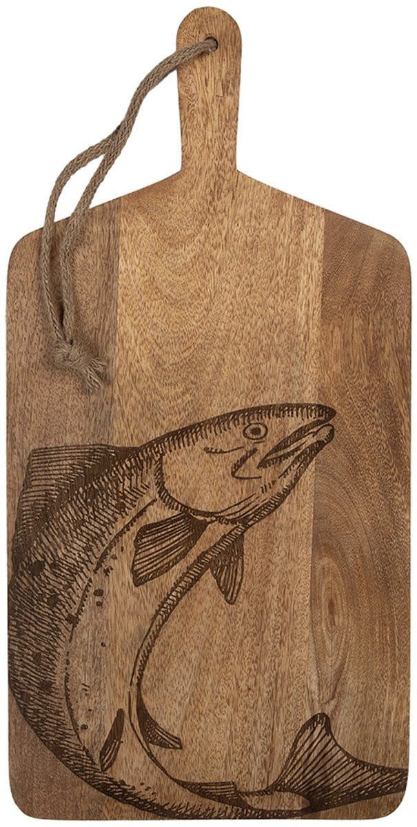 Clayre & Eef Decoratie Snijplank 25x2x50 cm Bruin Hout Vis