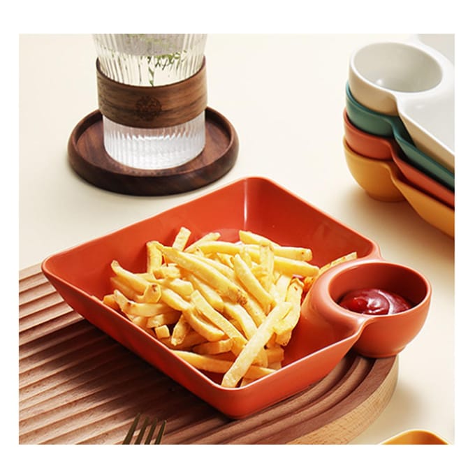 Dumplingbord met dipschaaltje 7,2 inch Verdeeld Chip en Dip Serveerplateau Set voor Dumpling oranje