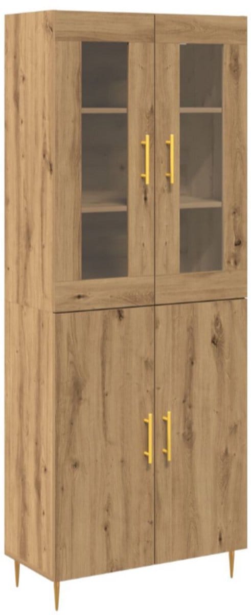 Hoogkast Ambachtelijk Eiken 69,5x34x180 cm Bewerkt Hout