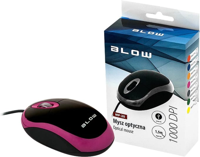 Optische, bedrade muis WIRED MP-20 BLOW USB 100DPI roze