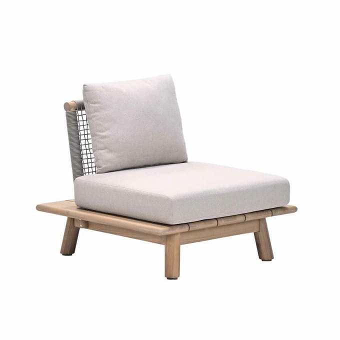 Lunar lounge fauteuil - acaciahout met white wash - taupe - sand