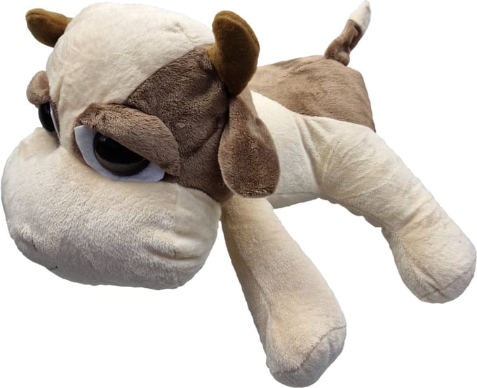 UNITOYS – Koe Hermien– Liggend met grote ogen – 45cm – Bruin