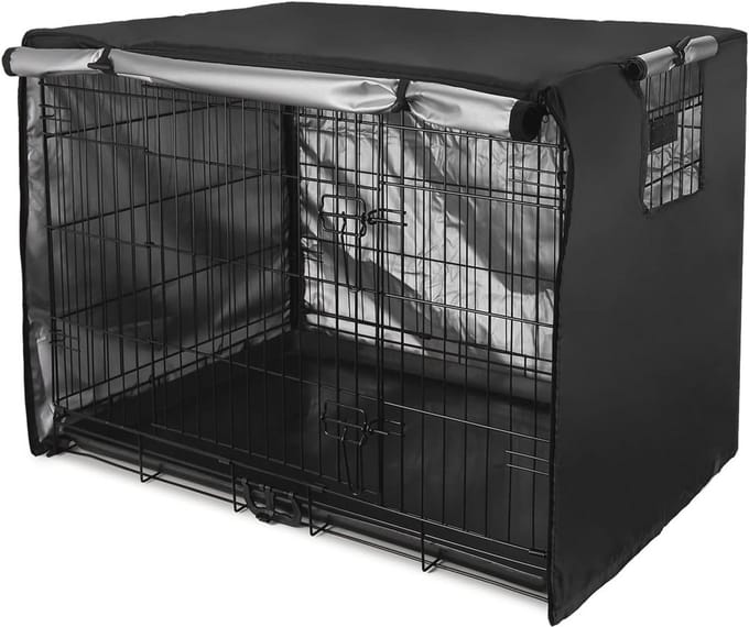 Waterdichte hondenkooi cover met dubbele deur en roll-up venster - 48 inch