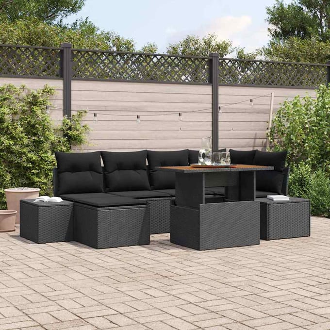 vidaXL - Tuinbank - Set - 7 - st - Zwart - en - Bruin