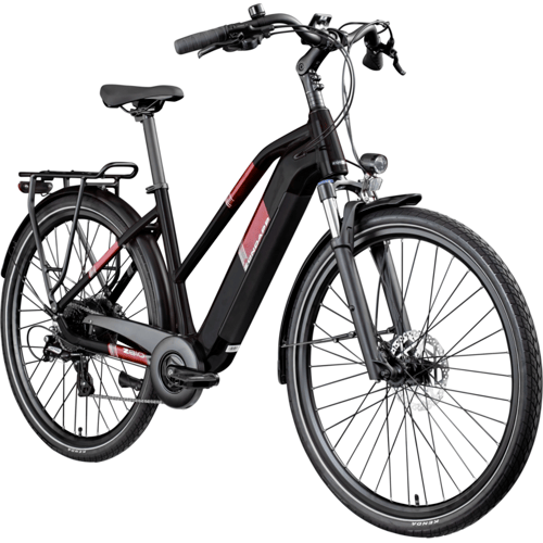 ZÜNDAPP Elektrische fiets trekking Z810 700c (Dames, Zwart/rood)