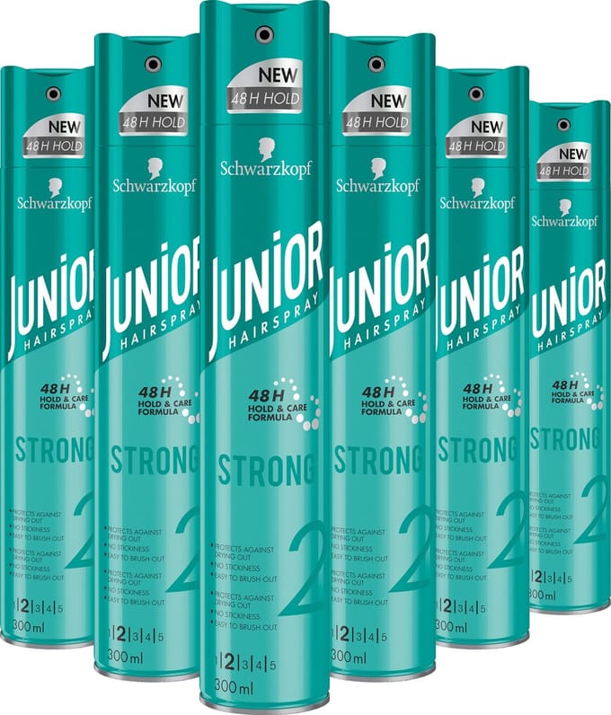 Junior Haarspray - Strong - Haarlak - Haarstyling - Voordeelverpakking - 6 x 300 ml