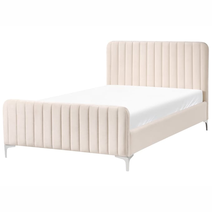 LUNAN - Tweepersoonsbed - Beige - 120 x 200 cm - Fluweel