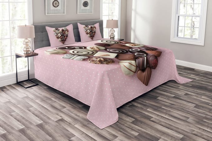 ABAKUHAUS Chocoladebruin Sprei-Set – Polyester, 220x220 cm – Veelkleurig