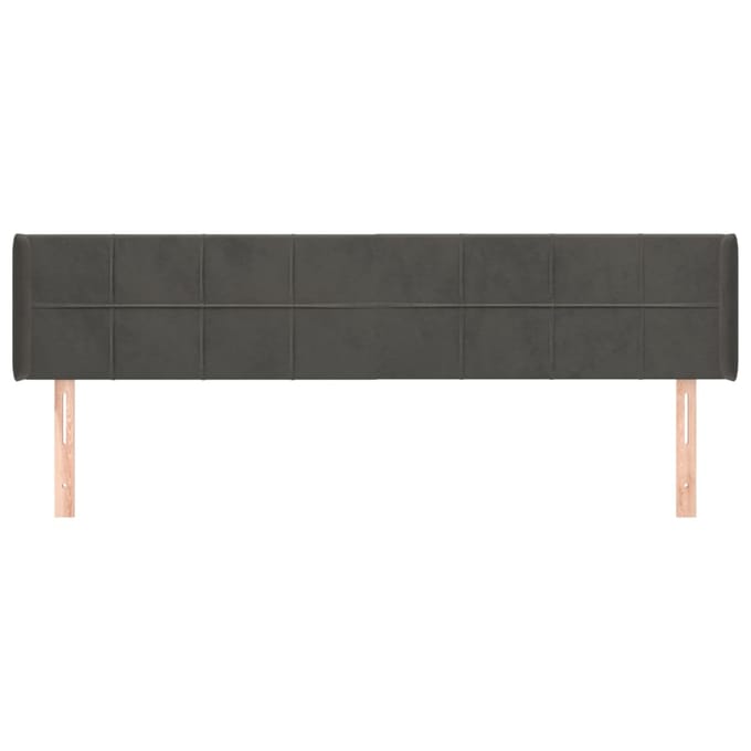 vidaXL - Hoofdbord - met - randen - 183x16x78/88 - cm - fluweel - donkergrijs