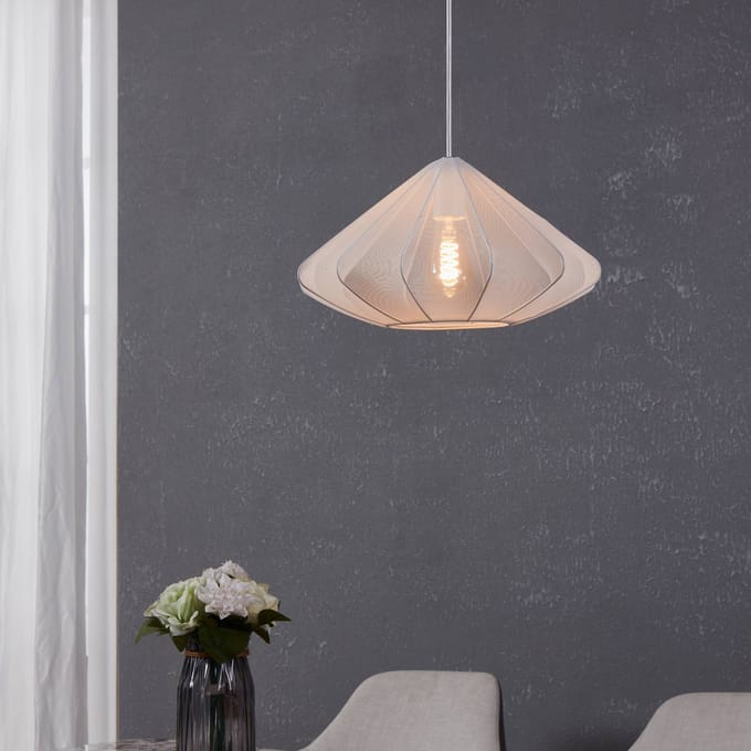 EGLO Dolwen Hanglamp - E27 - 110 cm - Wit - Textiel