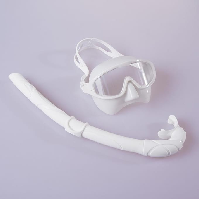 Nieuwe anti-condens snorkelset met groot frame Anti-fog two-piece set wit