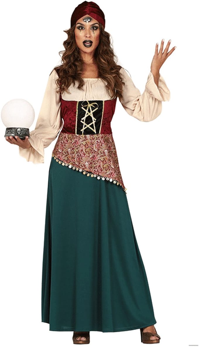 Fiestas Guirca Verkleedpak Gypsy Polyester Groen/rood Mt M