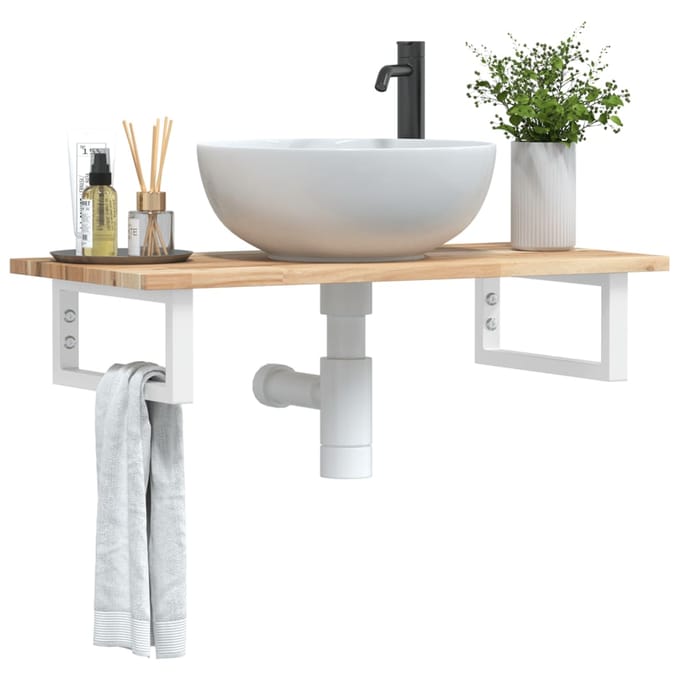 vidaXL - Badkamer - wandschap - staal - en - massief - acaciahout