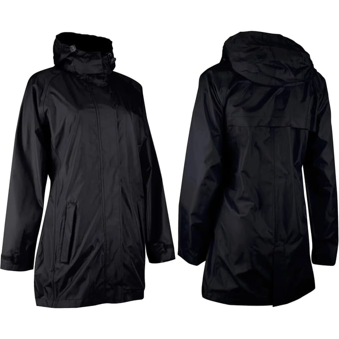 Ralka Waterdichte Regenjas Lang Model - Dames Zwart/Aqua - Maat 36